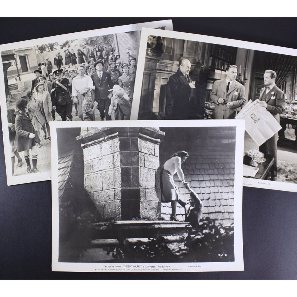 Vintage 1942 "Nightmare" Black and white photography movie stills, Diana